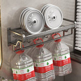 elvesmall Bathroom Shelf Towel Hanger Rack Wall-mouted Double Rod Mesh Basket Towel Rack Holder Toiletries Storage Bathroom Wall Shelves