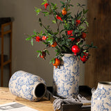 elvesmall Blue and White Porcelain Vases Flower Arrangements Living Room Decorations Chinese Style Ceramic Home Decoration Retro Porcelain
