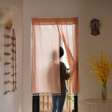 elvesmall Door Curtain Japanese Style Cotton Linen Jacquard Striped Partition Curtain for Kitchen Living Room Bedroom Decorative Curtain