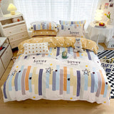elvesmall Children and Teenagersl 100% Cotton Bedding Set: 1 Duvet Cover 2 Pillowcases 1 Fitted Sheet, Suitable for Boys Girls, Cute Style