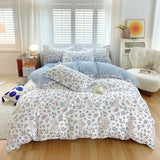 elvesmall Cute Pink Strawberry Duvet Cover Flat Sheet Pillowcase Floral Bedding Set Girls Bed Linen Soft Thick Washed Cotton Bedclothes