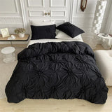 elvesmall Three-dimensional Pinch Pleated Crafts Double Duvet Cover Set 220x240 Solid Twist Flowers King Size Bedding Set Quilt Cover Set