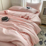 elvesmall Cooling Duvet Cover Single Queen Silky Soft, Solid Color Bedding Set, 4 Pcs Set(1 Comforter Cover + 1 Flat Sheet + 2 Pillowcase)