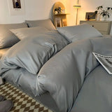 elvesmall  Bedding Set  Luxury Double-Sided Cool Feeling Ice Silk Washed Silk Nordic Style Duvet Cover Bed Sheet Summer Cool Quilt Set Gift