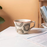 elvesmall  -  1pc 330ml 11.16oz Flowers Pattern Coffee Mug Ceramic Coffee Cup Vintage Tea Cup Gifts For Family Coworkers Birthday Day Gifts