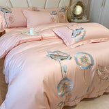 elvesmall  Egyptian Cotton Bedding Set Luxury Embroidery Double Duvet Cover Pure Cotton Flat or Fitted Bed Sheets and Pillowcases Bed Set