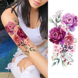 elvesmall Women's Fashion Flower Temporary Tattoos Sticker Fake Rose Feather TatooS Decal Waterproof Body Art Legs Arm Tatoos For Women