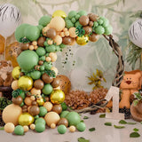 elvesmall Sage Green Balloon Arch Yellow White Gold Balloons Garland Kit Baby Shower Gender Reveal Decoration Jungle Theme Party Globos