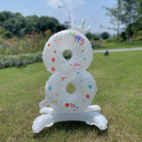 elvesmall  32 Inch Crystal Gradient Number Stand Foil Balloons with Crown Figures Globos 0-9 Birthday Party Decorations Wedding Baby Shower