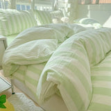 elvesmall Super Soft Washed Cotton Bed Four Piece Set, Summer Small Fresh Duvet Set, Three Piece Set, Dormitory