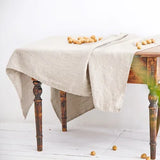 elvesmall 100% Stone-washed Linen Solid Color Table Cover,Natural Fabric Tablecloth,for Kitchen Dining Room Party Holiday Tabletop Decor