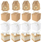 elvesmall 10Pcs Square Kraft Paper Candy Box With Rope Wedding Favor Lace Chocolate Box For Birthday Baby Shower Party Gift Pakcing Decor