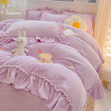 elvesmall Winter Velvet Duvet Cover Set Thick Warm Double-sided Plush Quilt Cover Bed Sheet Pillowcase Home Textile Bedding Set 4pcs