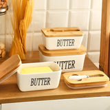 elvesmall Butter Container Ceramic Box Restaurant Sealed Storage Box Cheese Boxwith Knife Butter Slicer Butter Dish Tableware