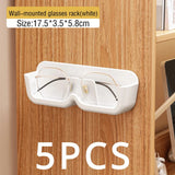 elvesmall Glasses Display Cabinet Sunglasses Storage Box Wall Mounted Perforated Free Sunglasses Storage Glasses Rack Home Tidying