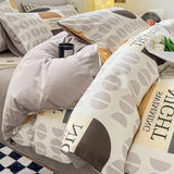 elvesmall  Simple Bed Sheets Set Four Seasons Universal Men's Bed Four Sets Pure Cotton Three Comforter Sets Bed Cover Full Set