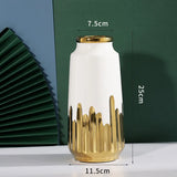 elvesmall  Decorative Home hydroponic flower arrangement electric gold-plated green ceramic vase Modern decorative vase light luxury ins