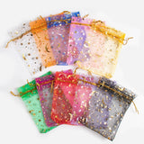 elvesmall  50pcs Star Moon design Drawstring Organza Sack Bags Eid Mubarak Wedding Party decoration Candy Gift Packing Bag Jewelry Pouch