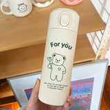 elvesmall  -  INS Large Capacity Korean Version Simple Cute High Beauty  Harajuku Style Super Cute Student Girl Heart Insulation Cup Porta