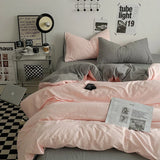 elvesmall INS Style Minimalist Solid Color Duvet Cover Soft Two Person Comfortable Bedding Set Luxurious Hotel Apartment Home Decoration