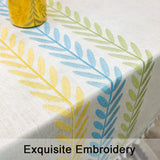 elvesmall Embroidery Tassel Tablecloth,Cotton Linen Dust Proof Dinner Table Cover,for Kitchen Dining Room Party Home Tabletop Decoration