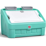 elvesmall 2-In-1 Toddler Toy Storage Box Plastic Durable with Lid Bedroom Playroom