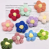 elvesmall 4.5cm Hand-knitted Flower Puff Flower Milk Cotton Wool Hand Hook Flower DIY Hairpin Clothing Accessory Shoes Hats Craft Supplies