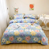 elvesmall Floral Print Brushed Home Bedding Set Simple Fresh Comfortable Duvet Cover Set with Sheet Comforter Covers Pillowcases Bed Linen