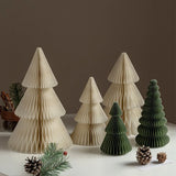 elvesmall Green Origami Mini Christmas Tree Tabletop Ornaments Red Paper Xmas Tree Gifts For Christmas Home Party Scene Decoration Props