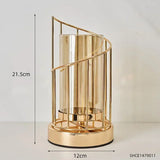 elvesmall European Golden Glass Vases Home Decoration Accessories Modern Advanced Metal Flower Vase Room Study Hallway Home Wedding Decor