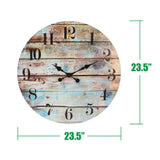 elvesmall 23" Multicolor Analog Round Farmhouse Battery Operated Wall Clock Decoration for Home Large Living Room Wall Clock Bedroom Decor