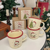 elvesmall  -  Kawaii Dog Christmas Mug Gift Coffee Water Cup Cute Ceramic Handmad Milk Tea Water Juice Mocha Lovers Breakfast Cup Gift 300ml