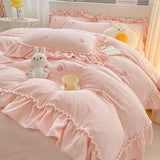 elvesmall Winter Velvet Duvet Cover Set Thick Warm Double-sided Plush Quilt Cover Bed Sheet Pillowcase Home Textile Bedding Set 4pcs