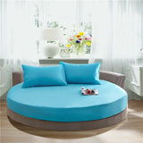elvesmall 100% Cotton Round Bed Sheet Set Elastic Band Soft Skin Friendly Fitted Sheets Set Elastic Band Bedsheet 3/1 Pcs Mattress Cover