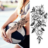 elvesmall Women's Fashion Flower Temporary Tattoos Sticker Fake Rose Feather TatooS Decal Waterproof Body Art Legs Arm Tatoos For Women