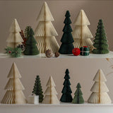 elvesmall Green Origami Mini Christmas Tree Tabletop Ornaments Red Paper Xmas Tree Gifts For Christmas Home Party Scene Decoration Props
