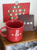 elvesmall  -  Creative Red Christmas Tree Graffiti Waisted Ceramic Mug Simple Handle Niche Design Household Heat-resistant Coffee Cup