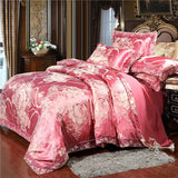 elvesmall Nordic Satin Jacquard Duvet Cover Set Luxury Flower Bedding Set Adlut Quilt Cover Pillowcases Sheet Twin Queen King Home Texiles