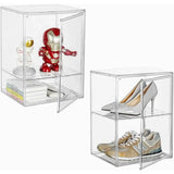 elvesmall Boot Storage Boxes Clear Stackable  Bins with Magnetic Lids Adjustable Divider