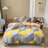 elvesmall Warm Brushed Print Comfortable Cotton  KingQueen Size Bedding Set 4 pcs Duvet/ Comforter Cover Bed Sheet Set pillowcas for bed a
