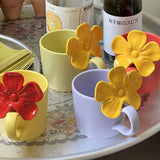 elvesmall  -  Fine Ceramic Flowers Couple Mug Colorful Coffee Cup Afternoon Camellia Tea Cup Home Restaurant Breakfast Milk Mug Birthday Gift