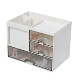elvesmall Desktop Storage Box Organizer Desk Pen Holder Transparent Stationery Drawer Storage Rack Multi-functional Student Organizing Box