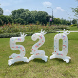 elvesmall 32inch White Balloons Birthday Number Balloons Outdoor Baby Shower Decoration for Kids Adult Standing Number Balloon