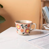 elvesmall  -  1pc 330ml 11.16oz Flowers Pattern Coffee Mug Ceramic Coffee Cup Vintage Tea Cup Gifts For Family Coworkers Birthday Day Gifts