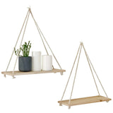 elvesmall Wooden Rope Swing Wall Hanging Plant Flower Pot Tray Mounted Floating Wall Shelves Nordic Home Decoration Moredn Simple Design