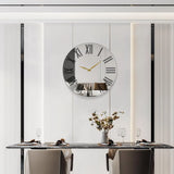 elvesmall Large Mirror Wall Clock 27.5 Inch Decorative Metal Wall Clock for Living Room Decoration Modern Wall Decoration Decororation
