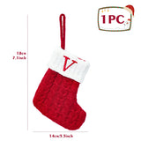 elvesmall Christmas Socks Knitting Snowflake Letter Stocking Christmas Decoration For Home 2024 Xmas Tree Ornament Gift Navidad Natal 2024