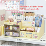 elvesmall Desktop Cosmetic Storage Box Organizer Drawer Office Storage Rack Stationery Desk Pen Holder Bunny Drawer Organizer Cute Kawaii