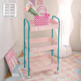 elvesmall 3 Layer Contrast Color Trolley Storage Shelf Multi-layer Movable Trolley Cosmetics Snack Storage Rack Bathroom Mobile Shelf Home