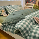 elvesmall  Professional Checkered Retro Grid Comforter Bedding Sets Cotton Bedding Set Bedding Jacquard King Linen Bed Duvet Cover Size
